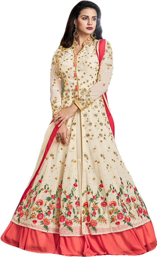 Elegant Embroidered Lehenga Choli PNG Image