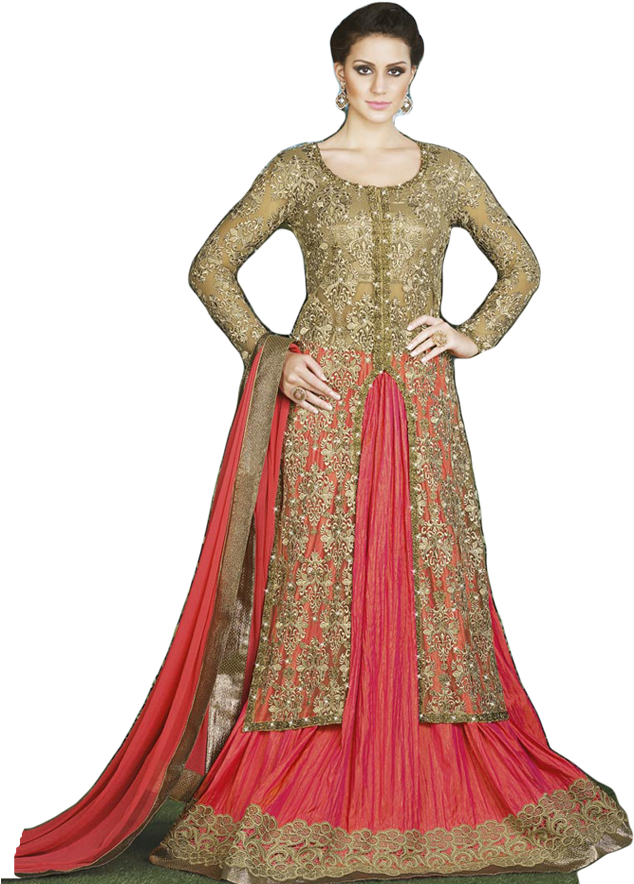 Elegant Embroidered Lehenga Choli PNG Image