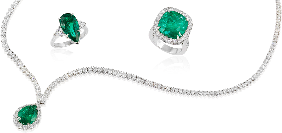 Elegant Emerald Jewelry Set PNG Image