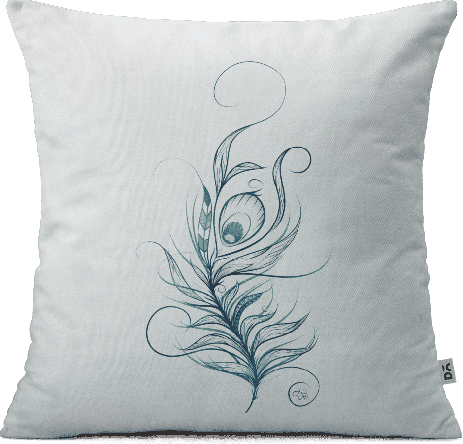 Elegant Feather Art Cushion Design PNG Image