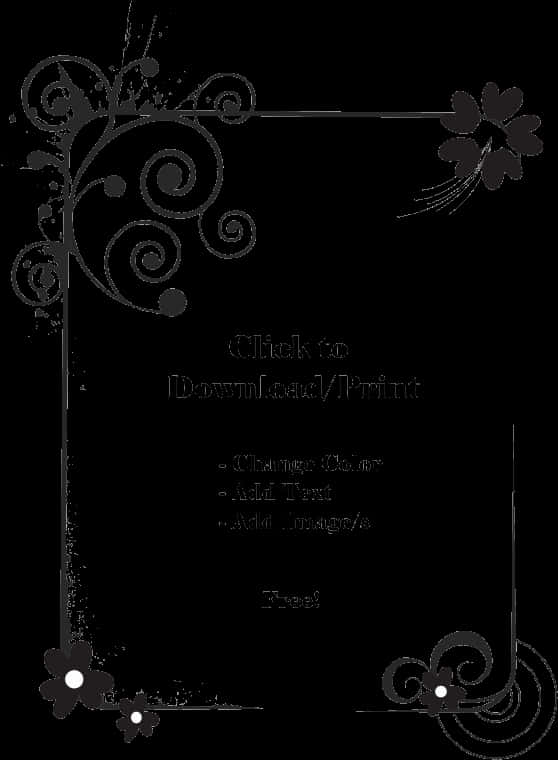 Elegant Floral Black Border Template PNG Image