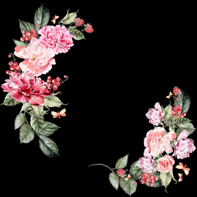 Elegant_ Floral_ Border_ Design PNG Image