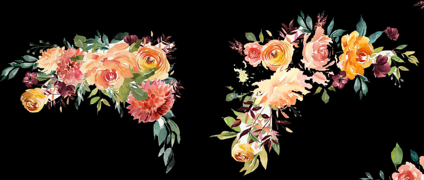 Elegant Floral Border Design PNG Image