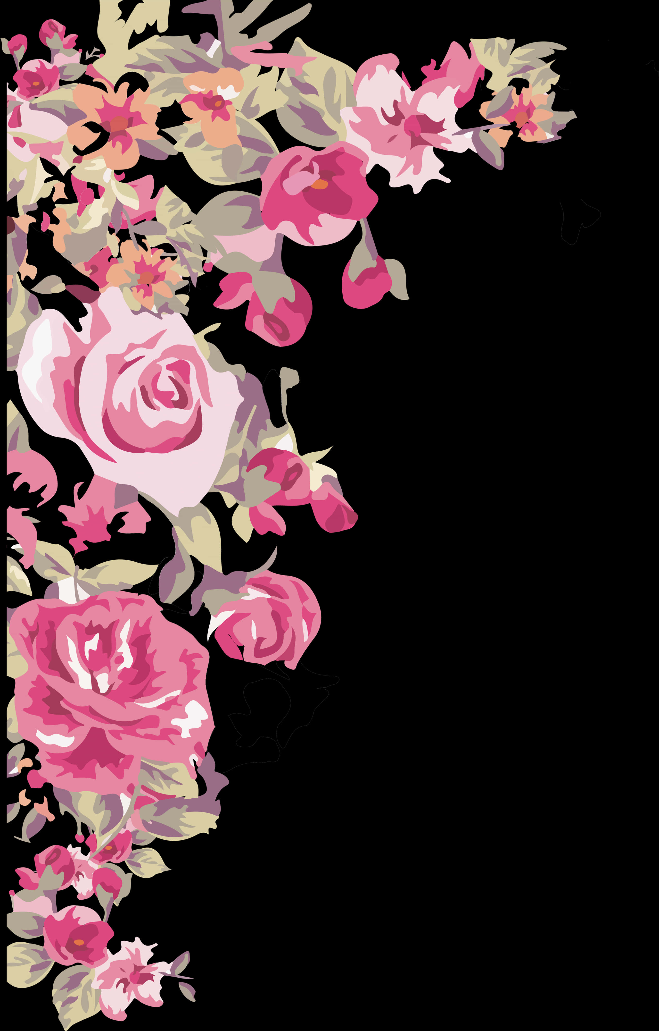 Elegant Floral Border Design PNG Image