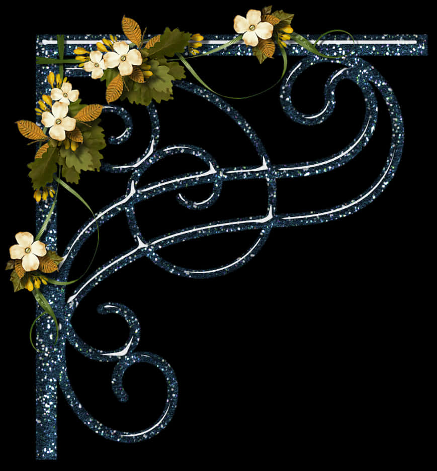 Elegant Floral Corner Design PNG Image