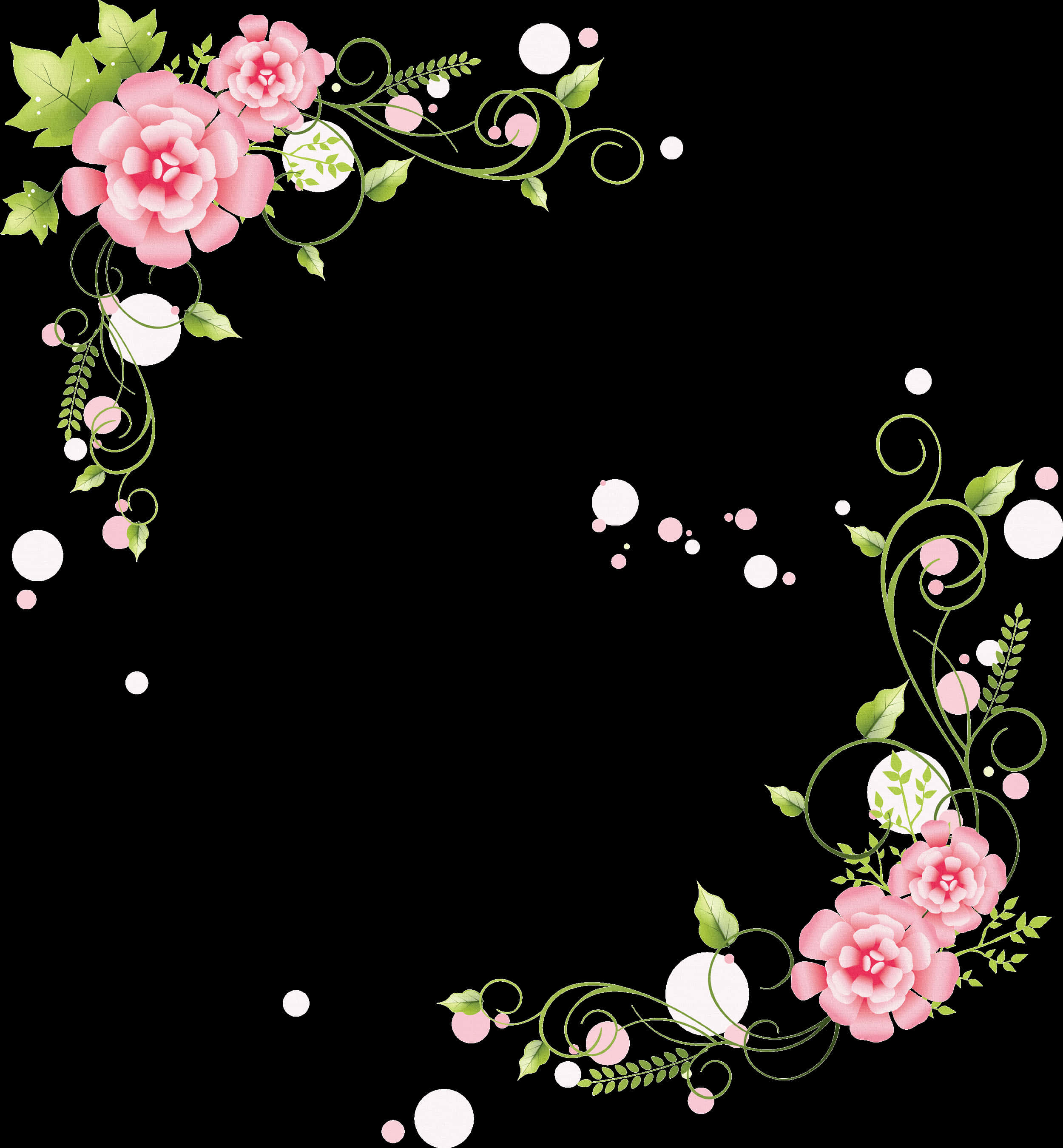 Elegant Floral Corner Design PNG Image