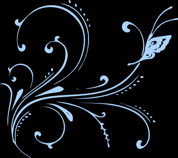 Elegant Floral Design Black Background PNG Image