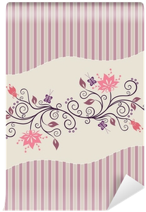 Elegant Floral Designon Striped Background PNG Image