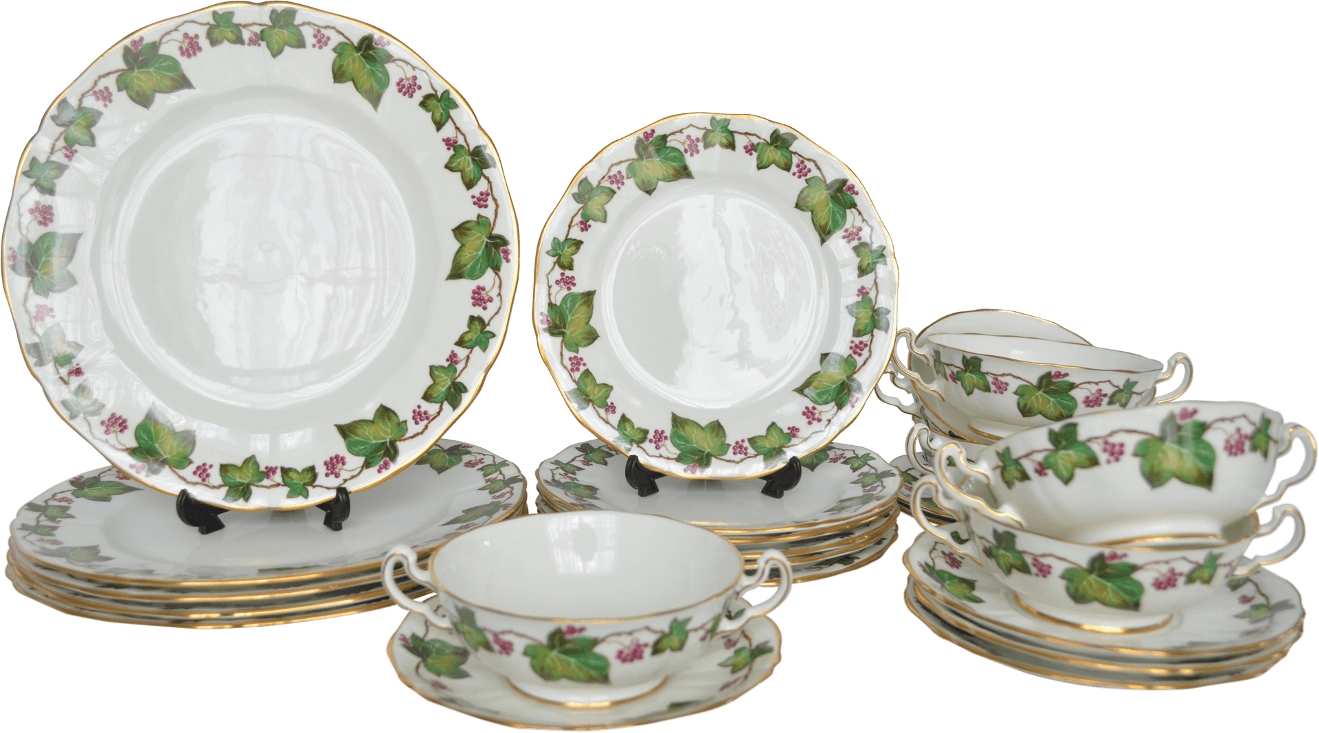 Elegant Floral Dinnerware Set PNG Image