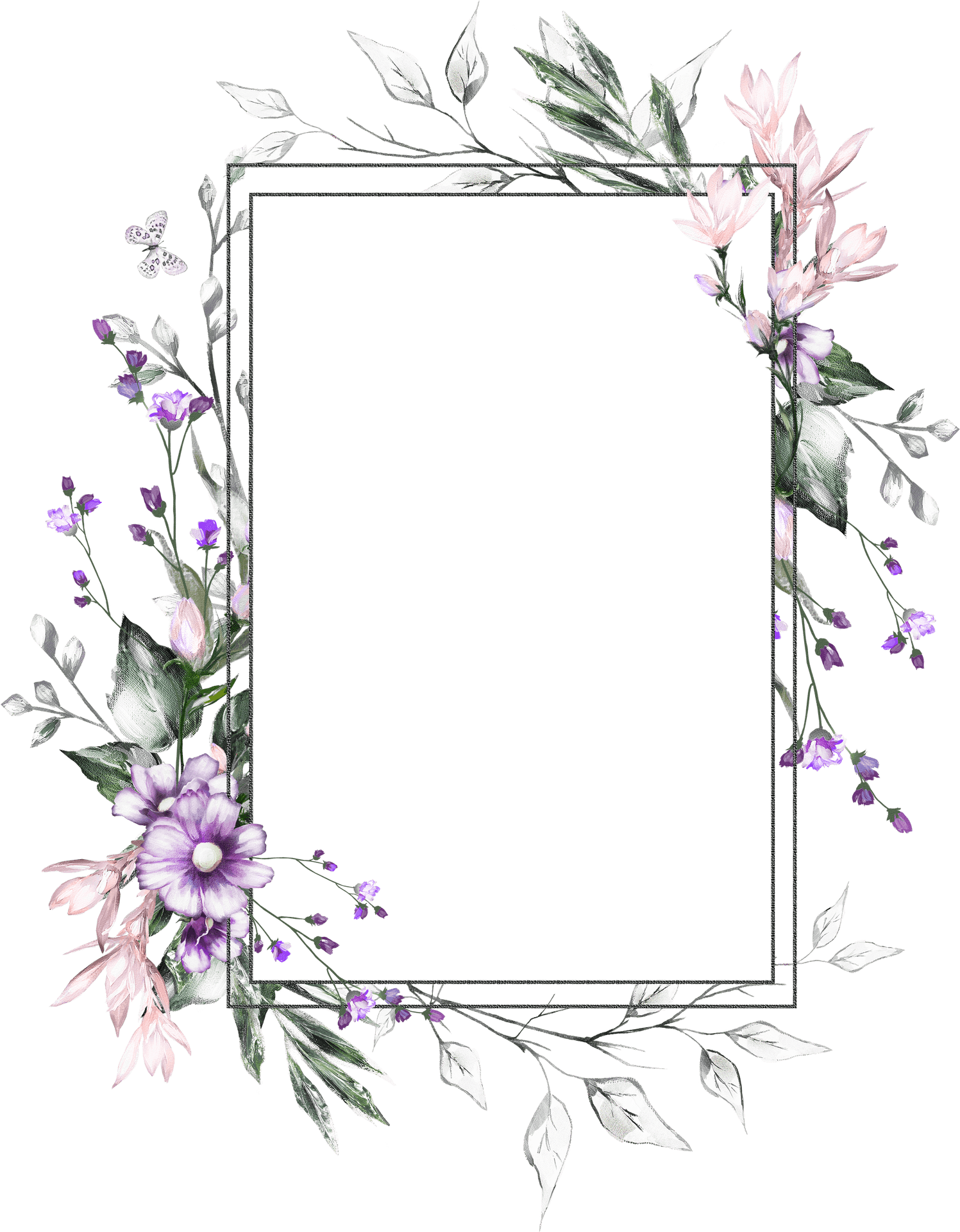 Elegant Floral Frame Design PNG Image