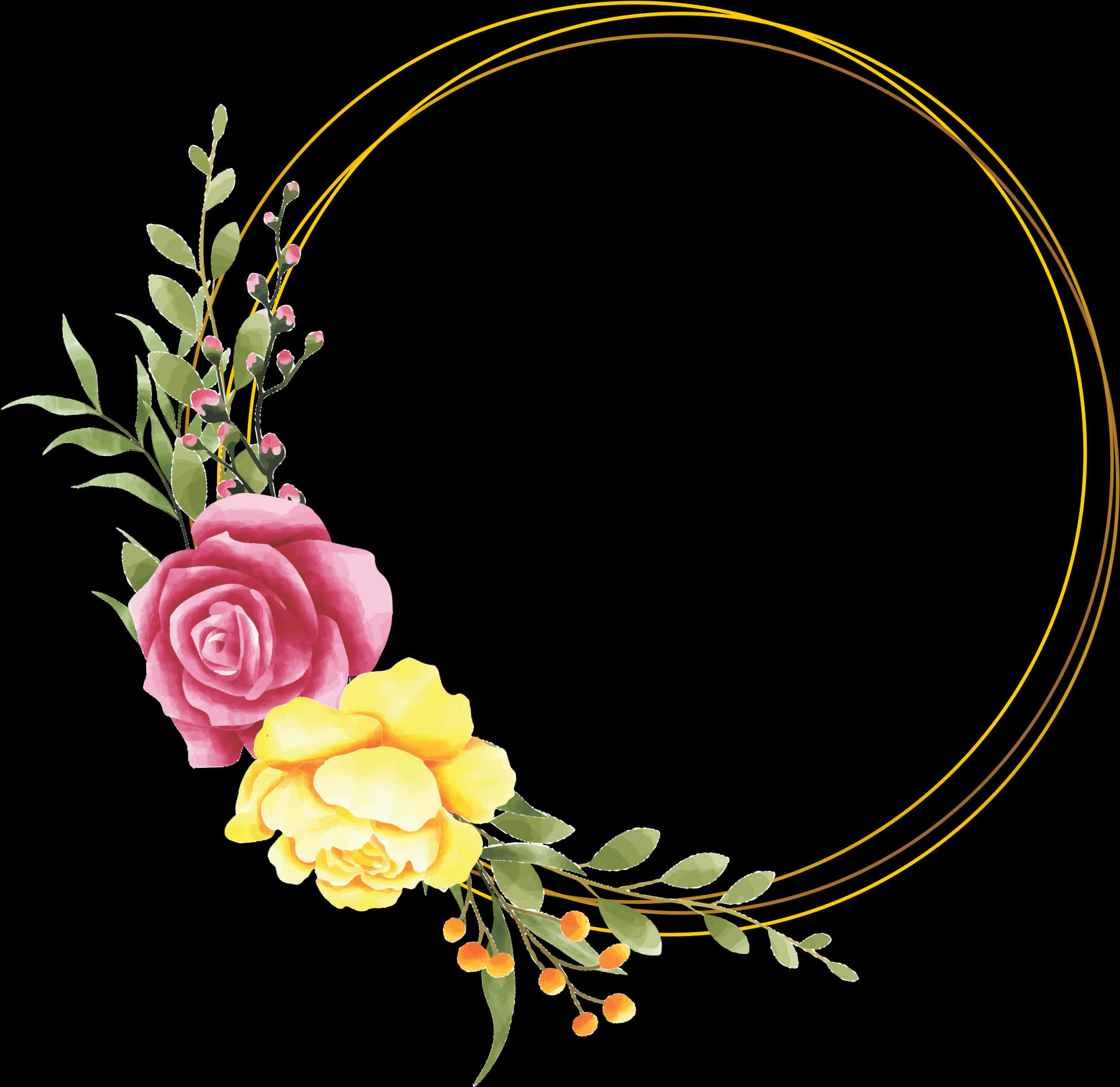 Elegant Floral Frame Design PNG Image