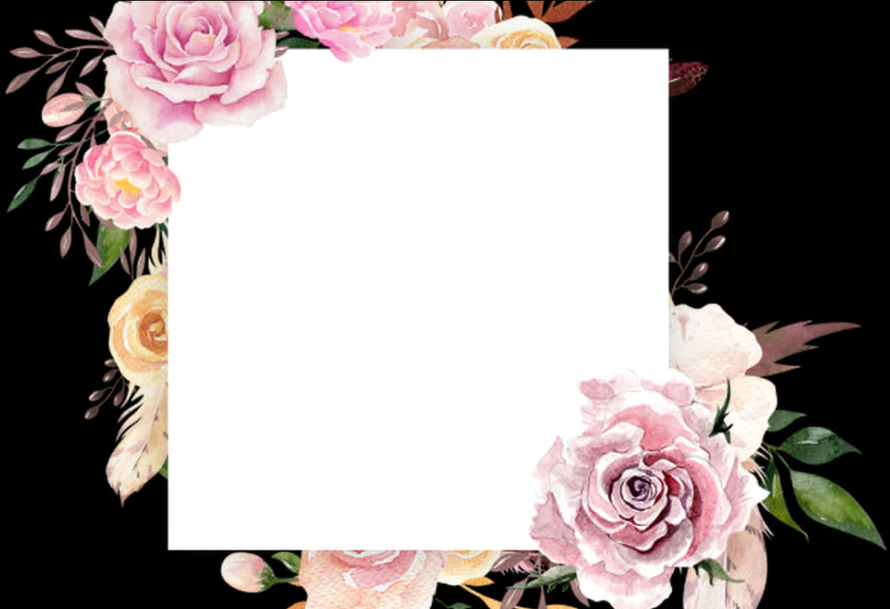 Elegant Floral Frame Template PNG Image