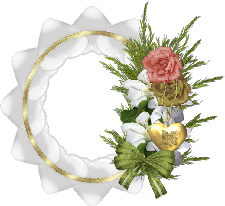 Elegant Floral Framewith Roseand Heart Pendant PNG Image