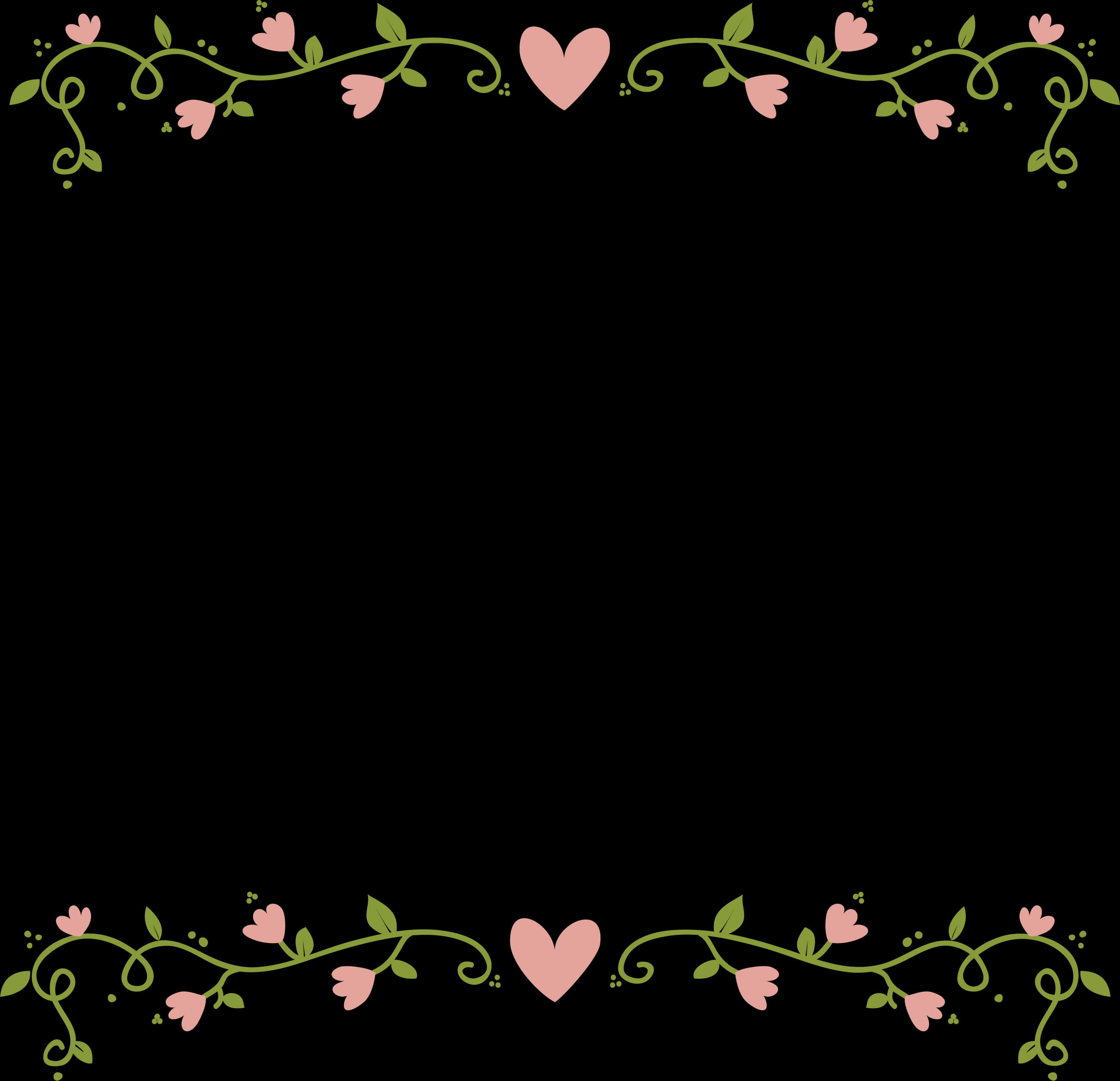 Elegant Floral Heart Border PNG Image