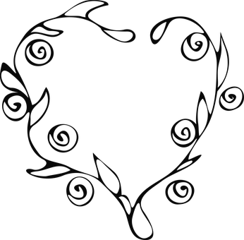 Elegant Floral Heart Vector PNG Image