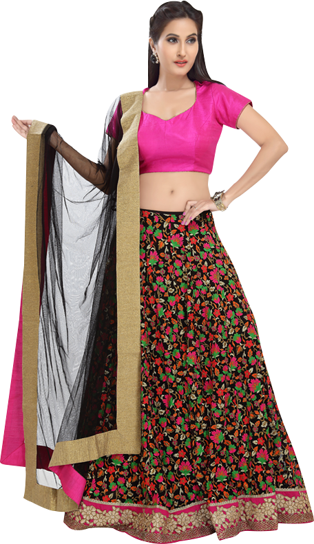 Elegant Floral Lehenga Choli PNG Image