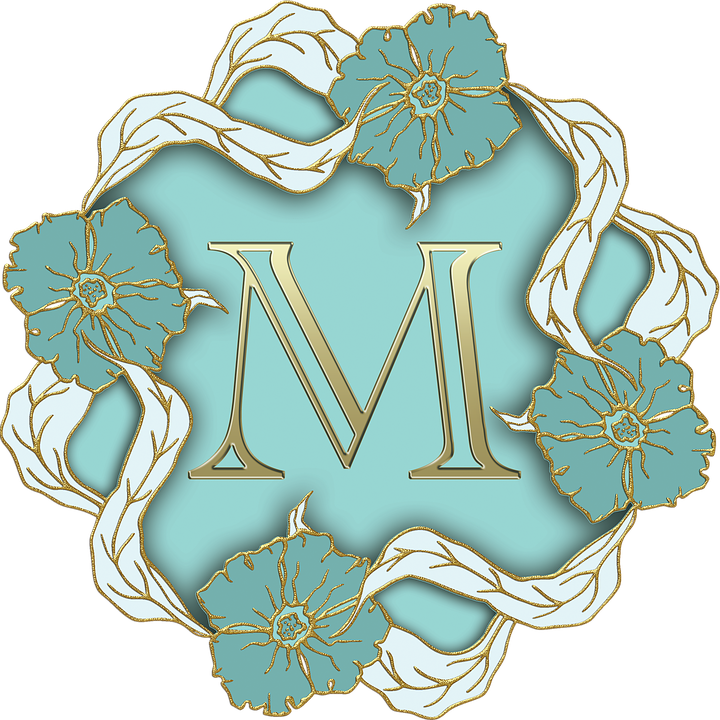 Elegant Floral Letter M PNG Image