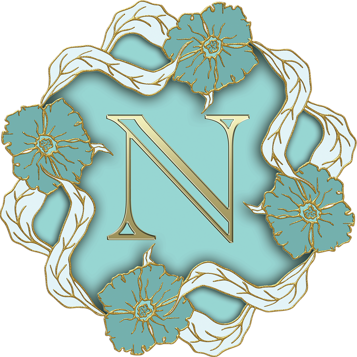 Elegant Floral Letter N Design PNG Image