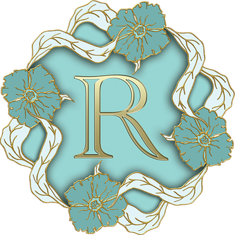 Elegant Floral Letter R Design PNG Image