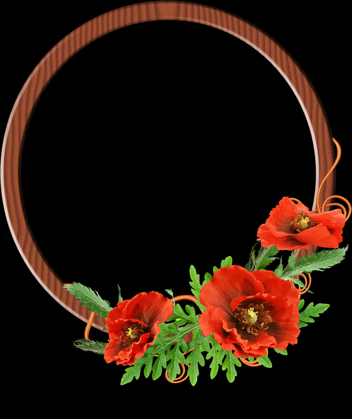 Elegant Floral Photo Frame PNG Image