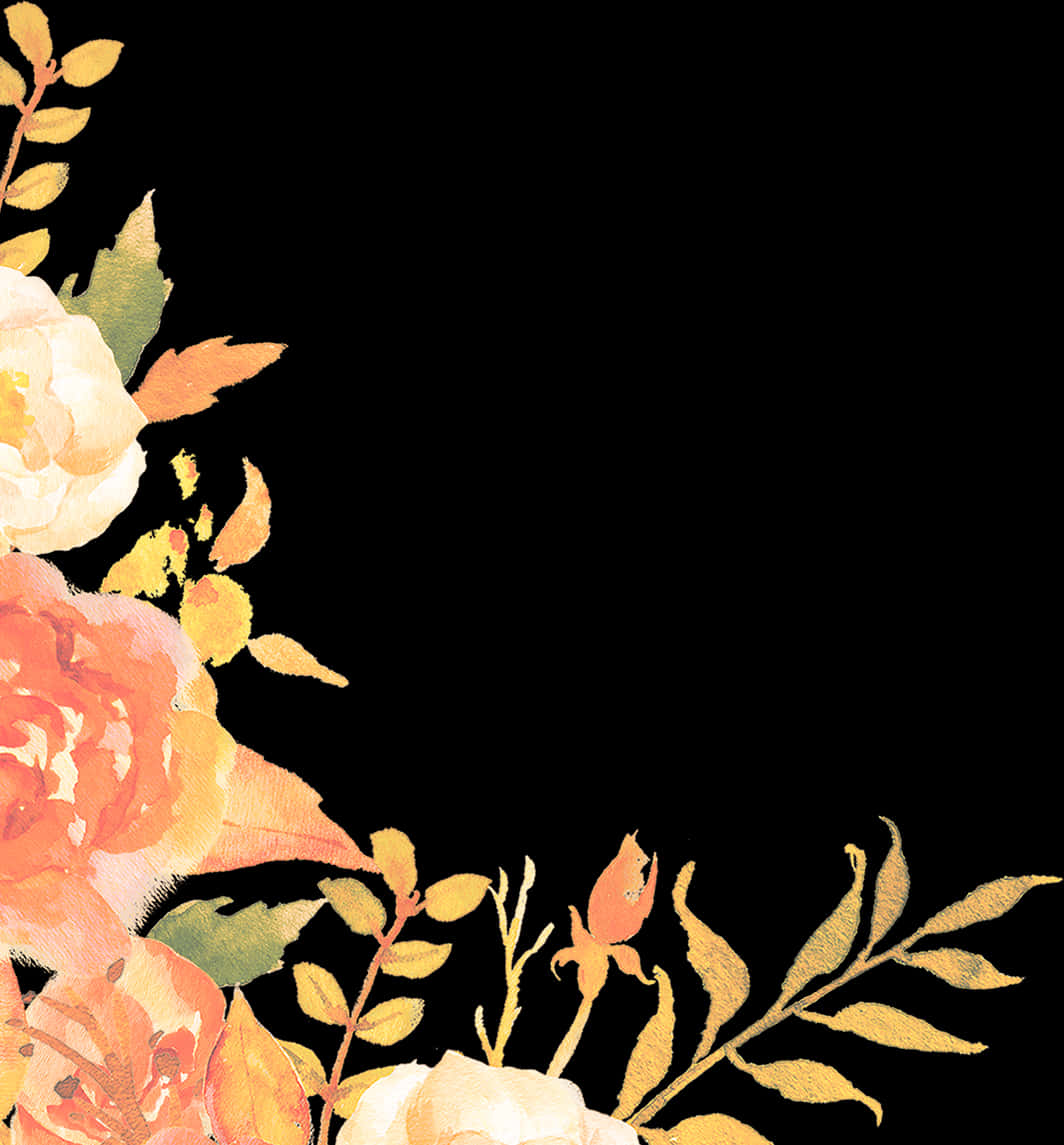 Elegant Floral Watercolor Border PNG Image