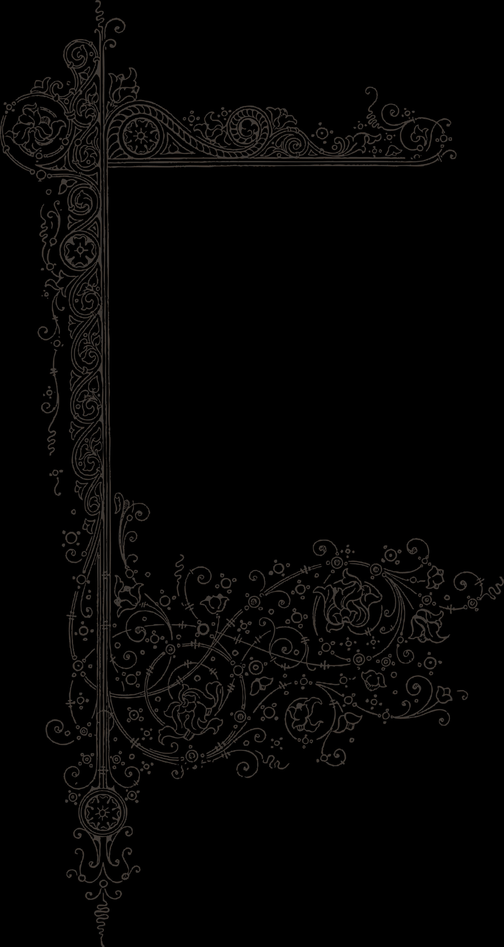 Elegant Floral Wedding Border Design PNG Image