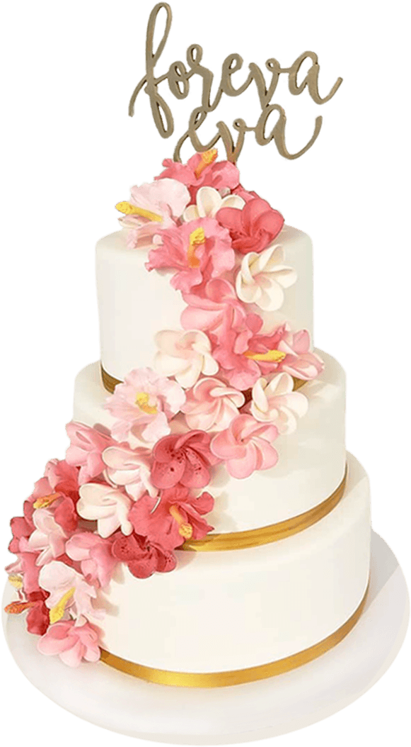 Elegant Floral Wedding Cake PNG Image