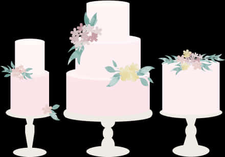 Elegant Floral Wedding Cakes PNG Image