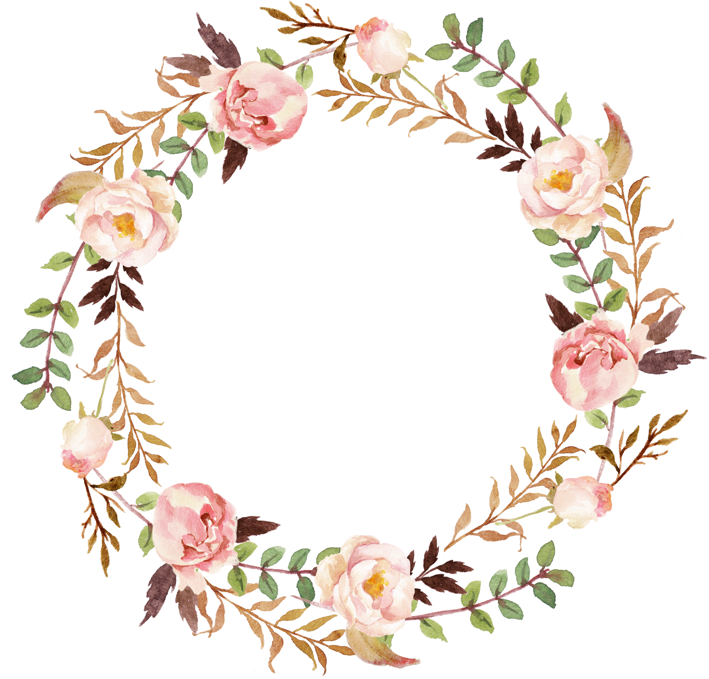 Elegant Floral Wreath Design PNG Image