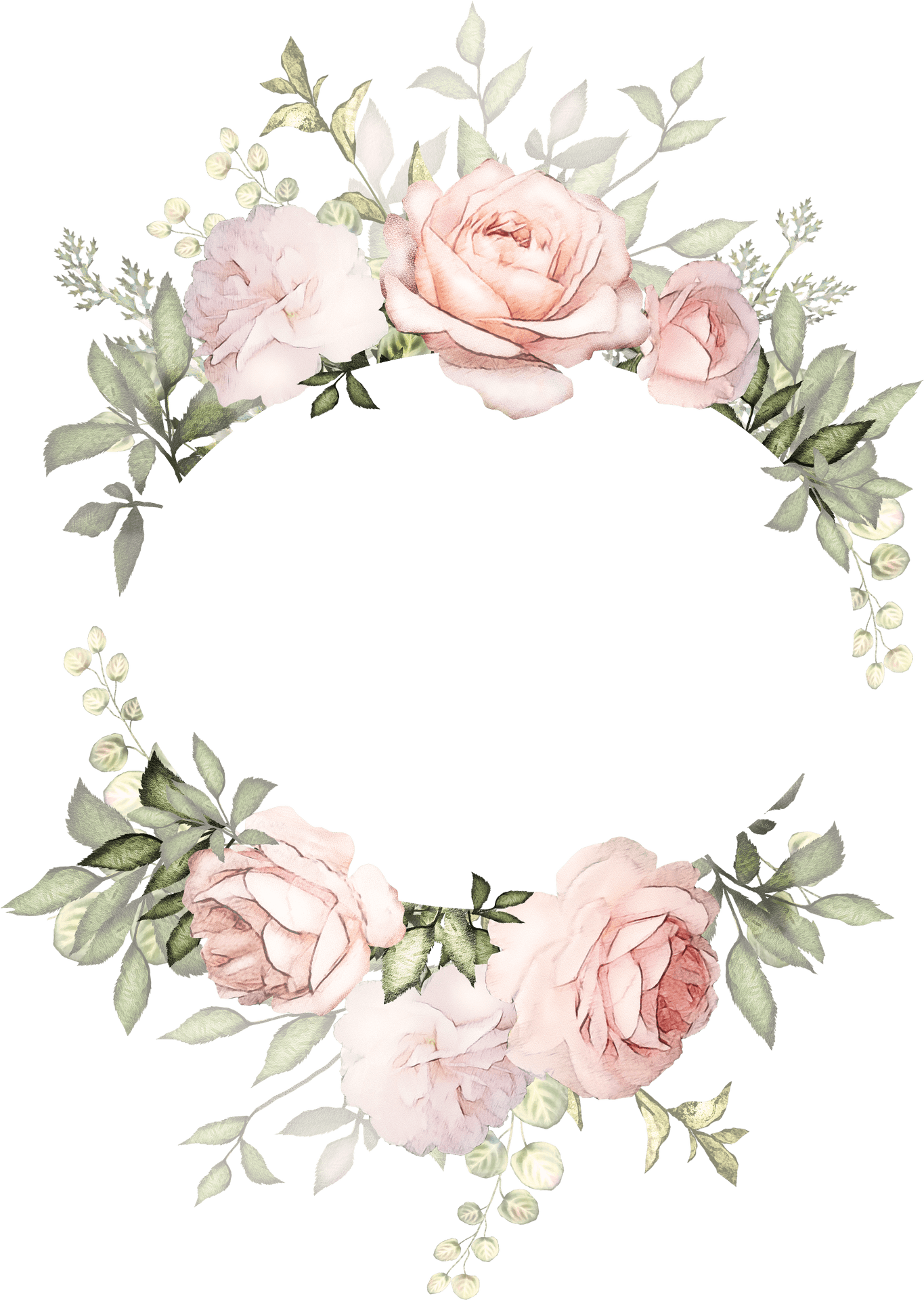 Elegant Floral Wreath Vector PNG Image