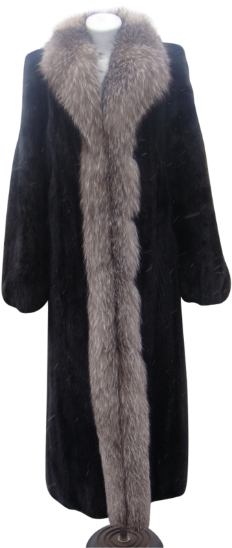 Elegant Fur Trimmed Coat PNG Image