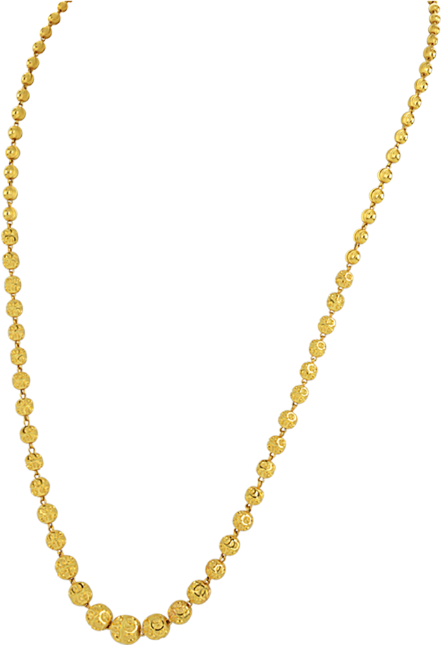 Elegant Gold Beaded Necklace PNG Image