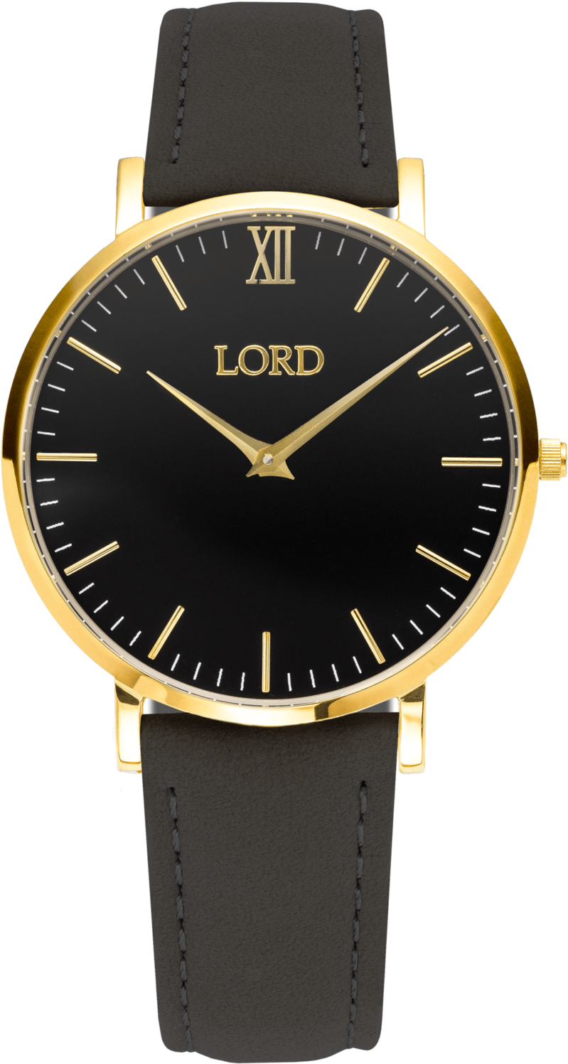 Elegant Gold Black Wristwatch PNG Image