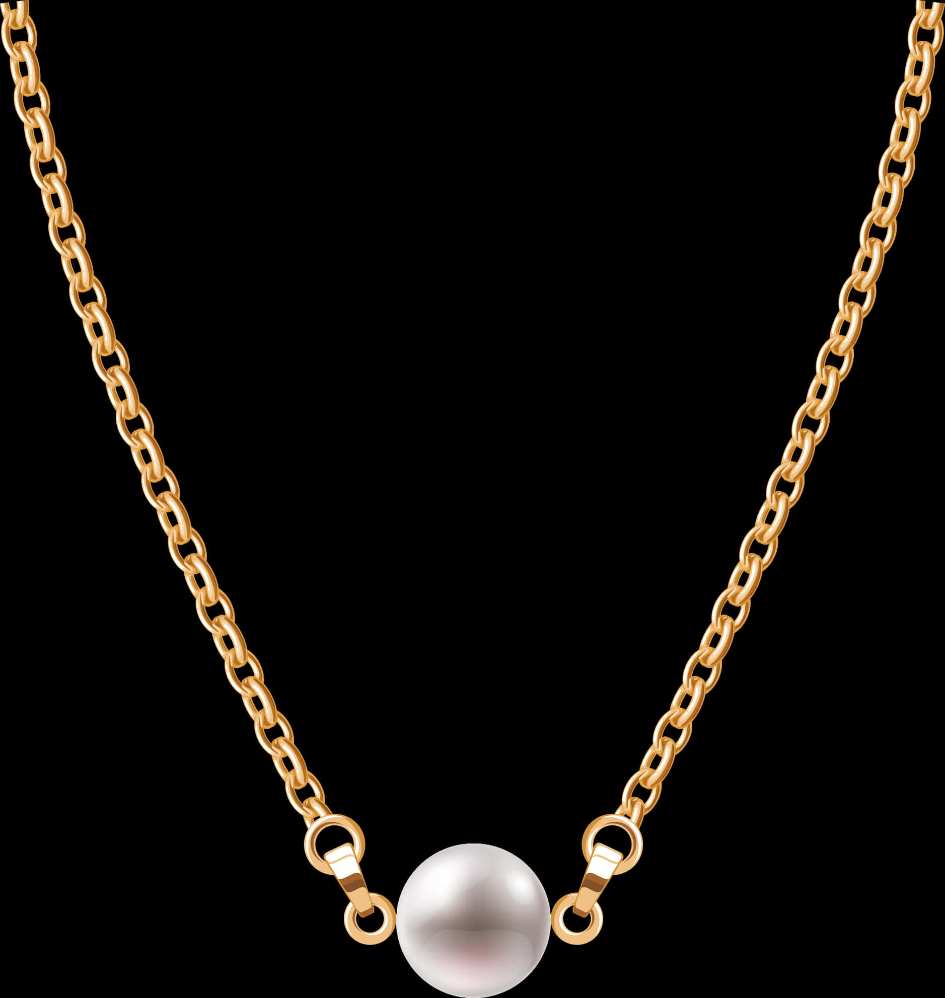 Elegant Gold Chainwith Pearl Pendant PNG Image