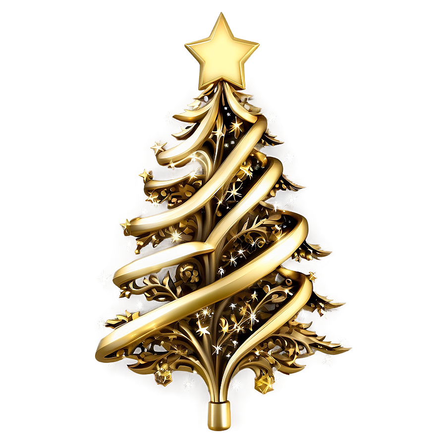 Elegant Gold Christmas Tree Aesthetic Png 56 PNG Image