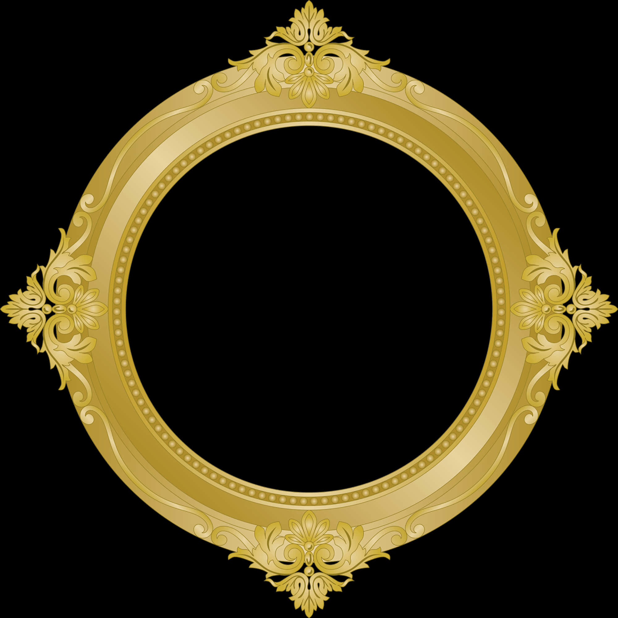 Elegant Gold Circle Frame PNG Image