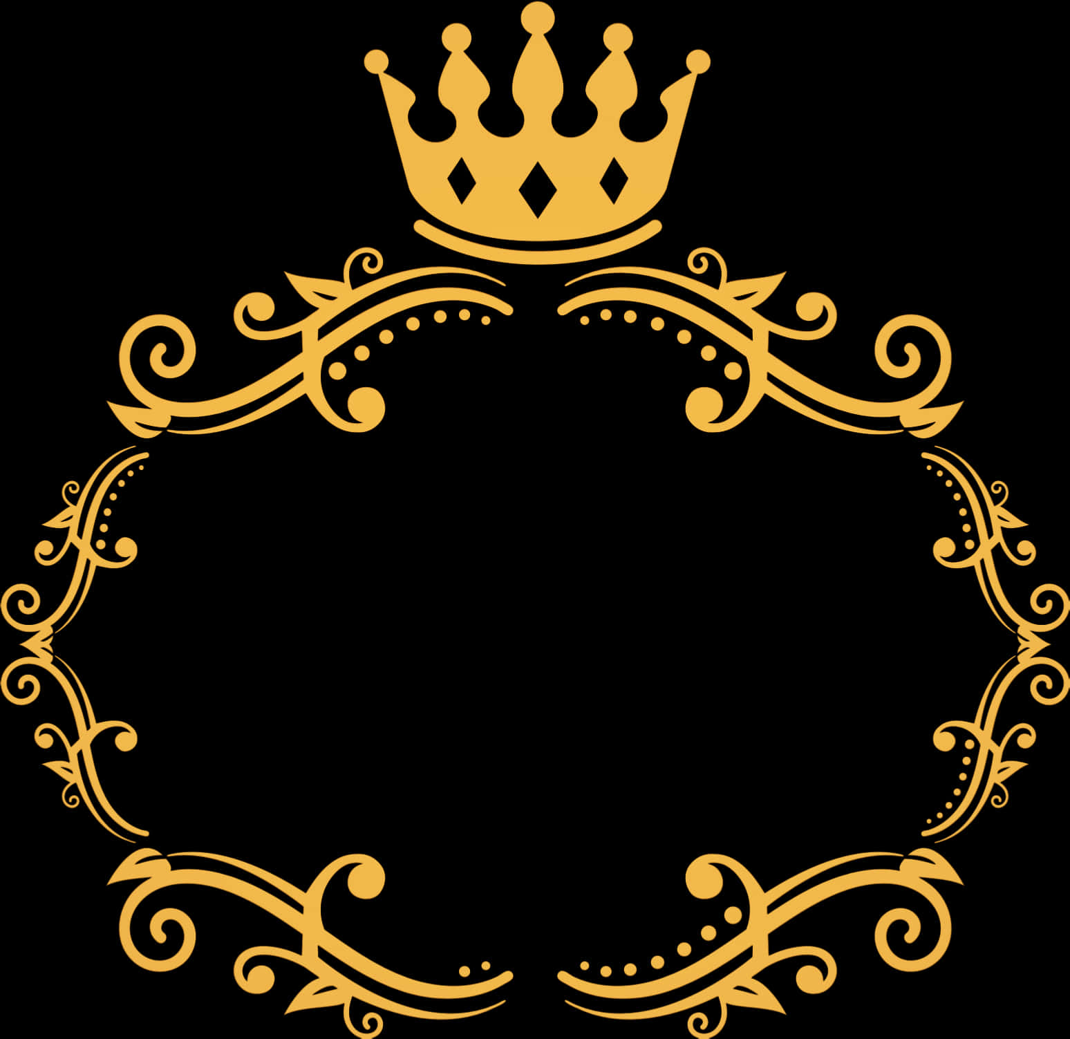 Elegant Gold Crown Frame PNG Image