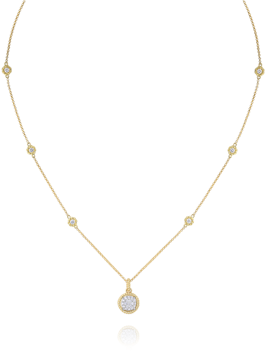 Elegant Gold Diamond Pendant Necklace PNG Image