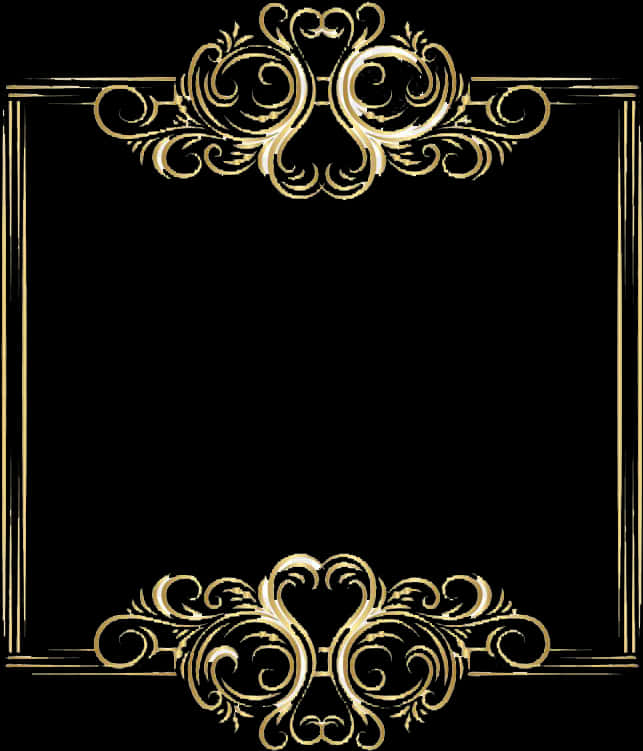 Elegant Gold Floral Frame PNG Image