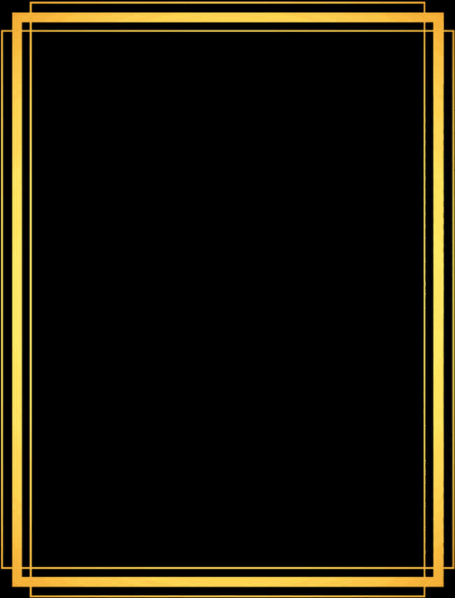 Elegant Gold Frameon Black PNG Image