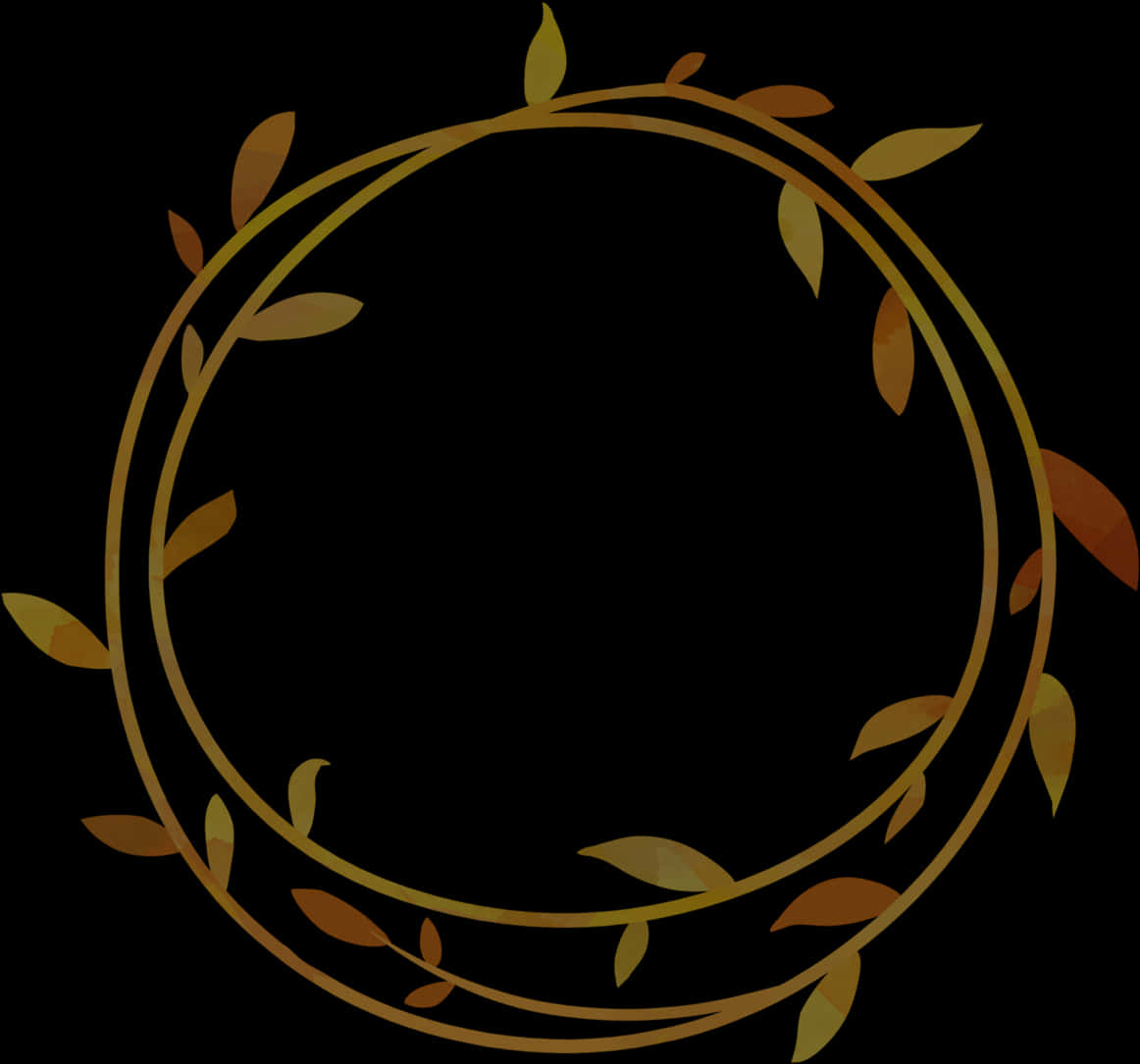 Elegant Gold Leaf Circle Frame PNG Image