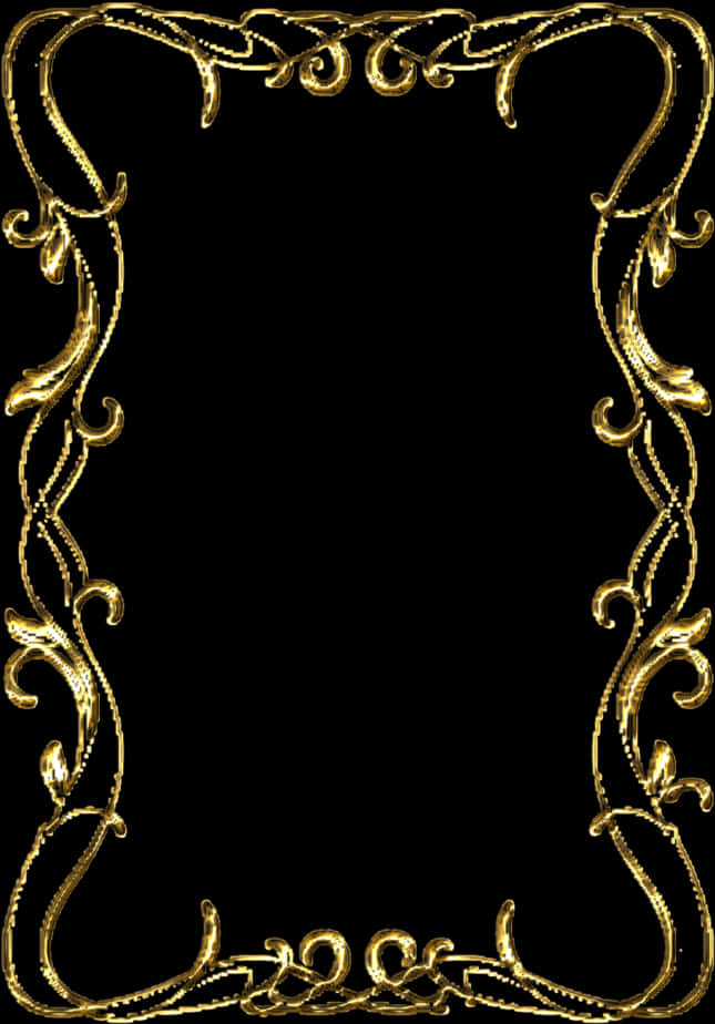 Elegant Gold Scroll Frame PNG Image