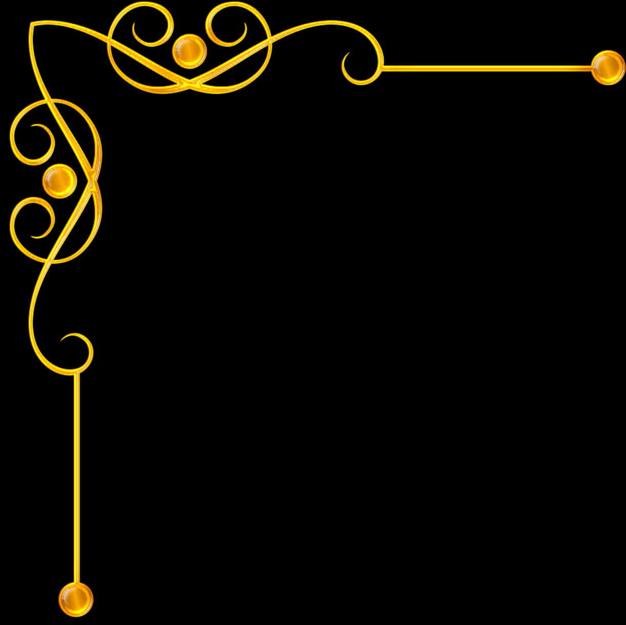 Elegant Golden Corner Border Design PNG Image