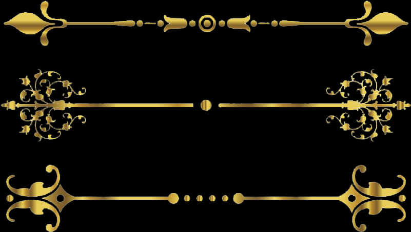 Elegant Golden Decorative Lines PNG Image