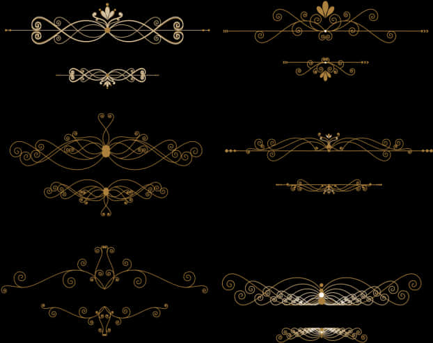 Elegant Golden Dividers Collection PNG Image