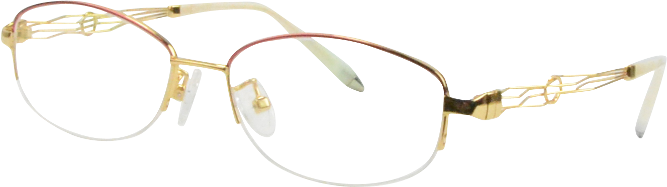 Elegant Golden Eyeglasses PNG Image