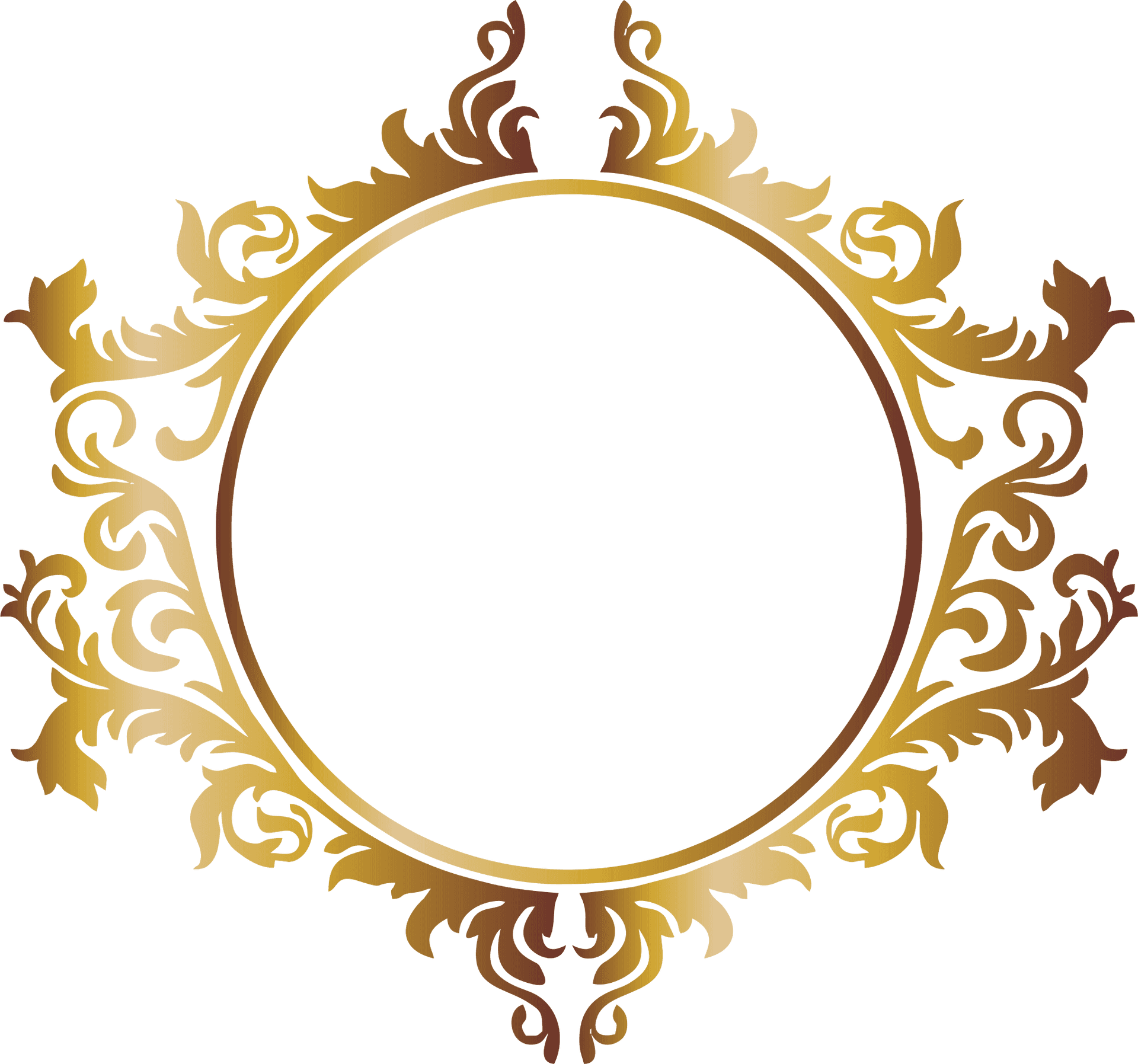 Elegant Golden Floral Frame Clipart PNG Image