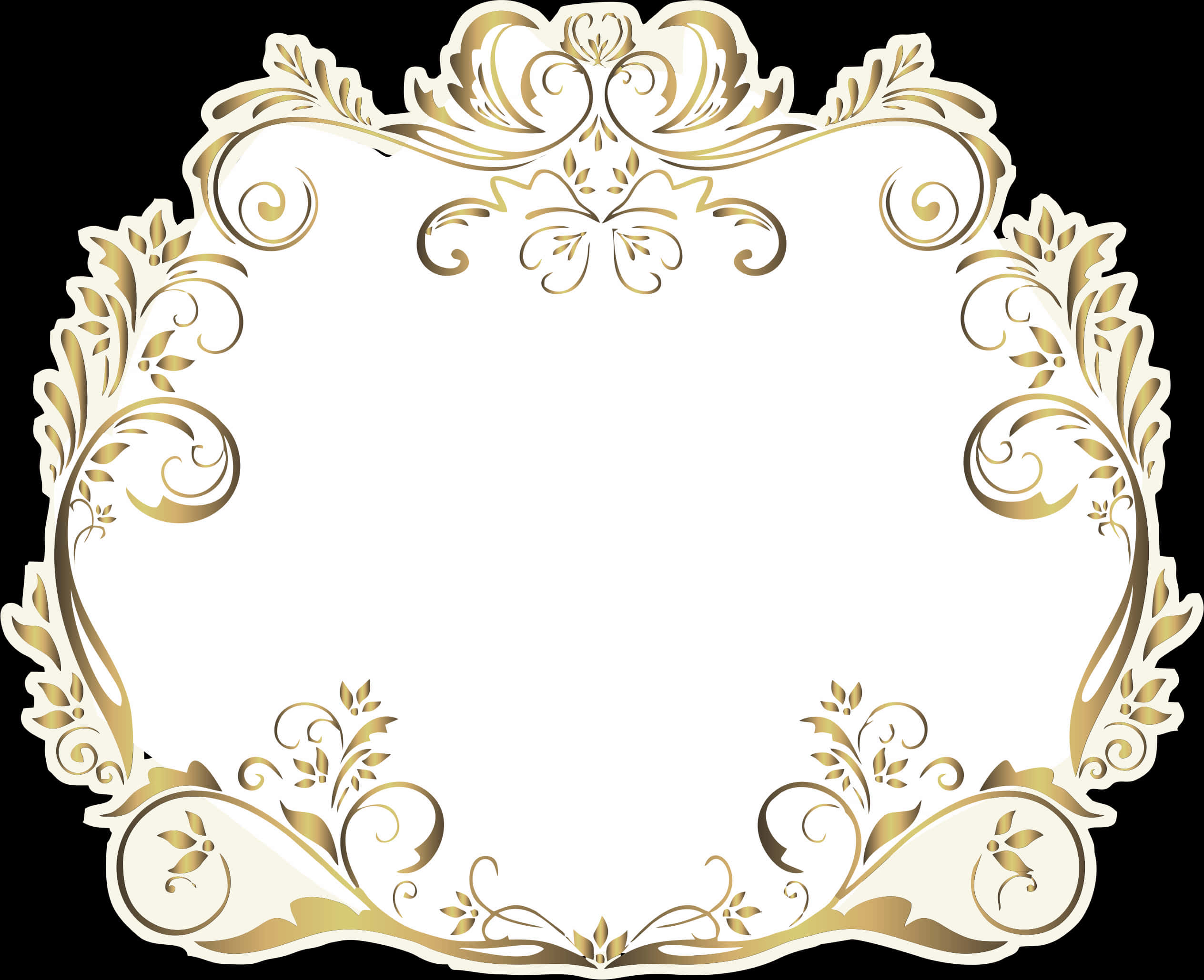 Elegant Golden Floral Frame PNG Image