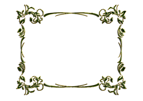 Elegant Golden Floral Frame PNG Image