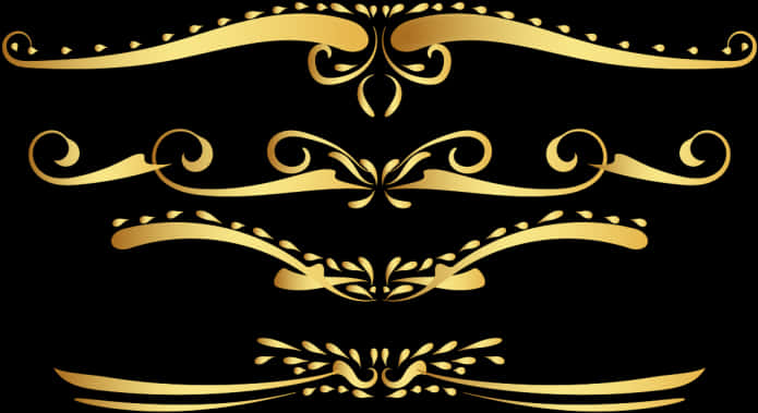 Elegant Golden Flourishes Border Design PNG Image